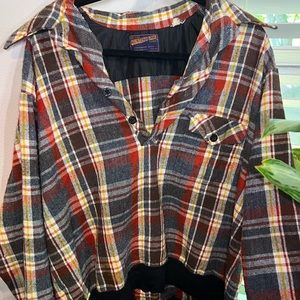 Women’s XL Vintage Multicolor Plaid Button-Down Pullover